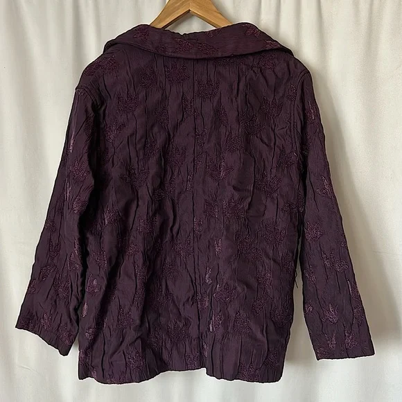 Sarah Bentley Vintage Dark Purple Front Button Long Sleeve Jacket Coat **Sz XL** - Picture 2 of 6